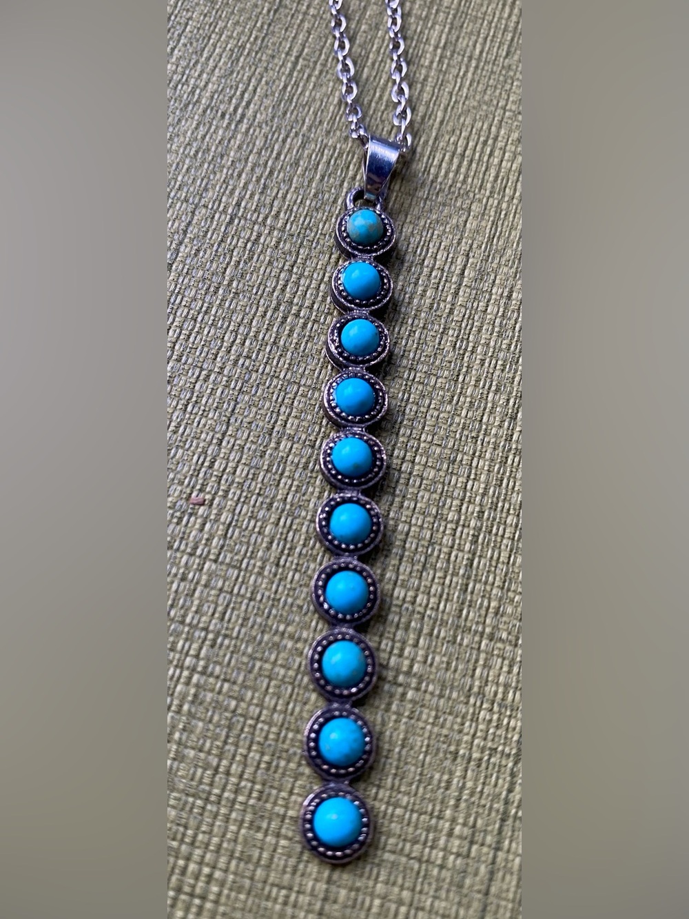 Turquoise Bead Vertical Pendant Necklace - Women Jewelry